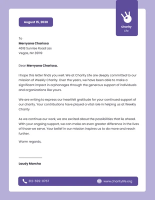 business  Template: Simple Purple Charity Letterhead