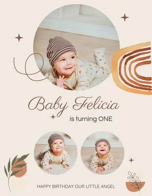 Free  Template: Beige minimalistische Geburtstags-Baby-Collagen