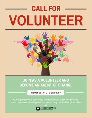 Free  Template: Beige And Green Ilustration Volunteer Flyer