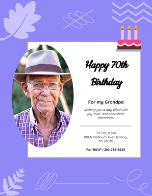 Free  Template: Purple Abstract Happy 70Th Birthday Invitations