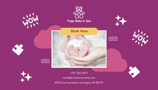 Free  Template: Dark Purple Cute Playful Baby And Spa Appointment Business Card
