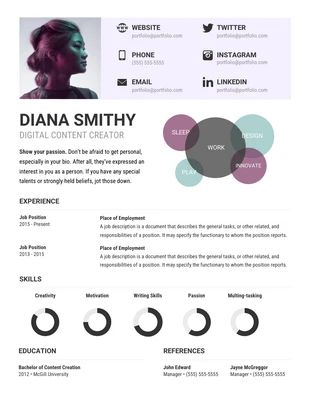 premium  Template: Infografía Purple Resume
