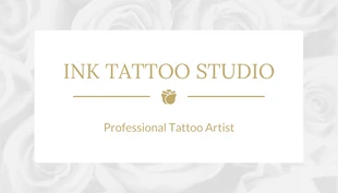 Free  Template: Tarjeta de visita de tatuaje minimalista con rosa en línea dorada