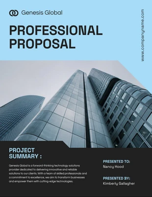 Blue White And Black Company Professional Proposal