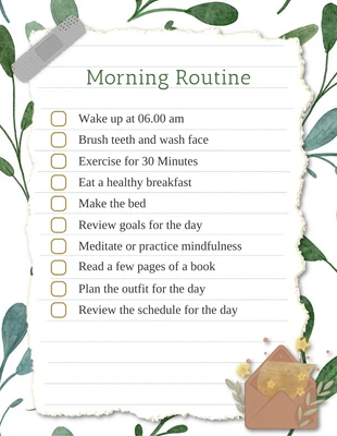 Free  Template: White Modern Floral Pattern Morning Daily Checklist