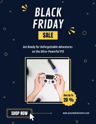 Free  Template: Midnight Blue And Yellow Console Games Sale Flyer