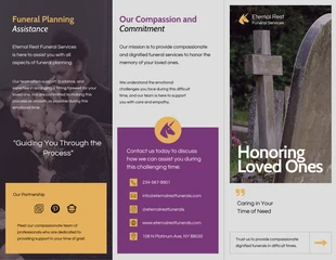 premium  Template: Modern Minimalist Yellow Purple Funeral Tri-fold  Brochure