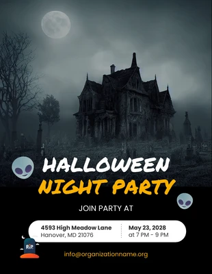 Free  Template: Dark Grey Halloween Night Party INvitation