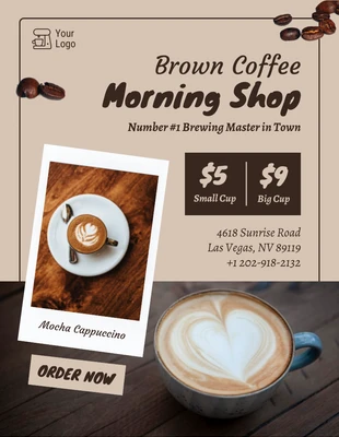 Free  Template: Volante de pedido minimalista marrón para cafetería