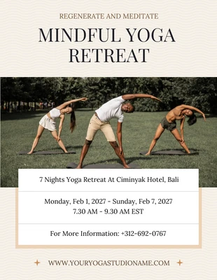 Free  Template: Mindful Yoga Retreat Flyer Design Template