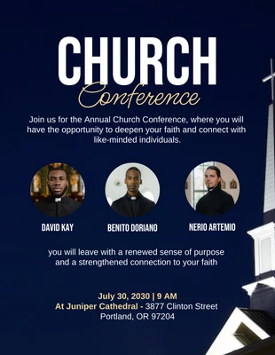 Free  Template: Navy Minimalist Church Conference Flyer