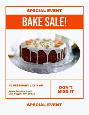 Free  Template: Folheto de venda de bolos branco e laranja