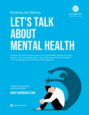 Free  Template: ملصق حملة الصحة النفسية باللون الأزرق الفاتح