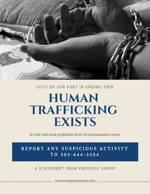 Free  Template: Hellgelbes und marineblaues modernes Menschenhandelsplakat
