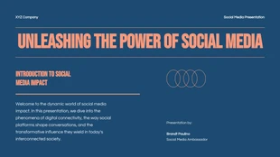 Free  Template: Presentazione moderna dei social media arancione e blu