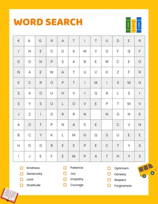 Yellow Word Search English Poster Template