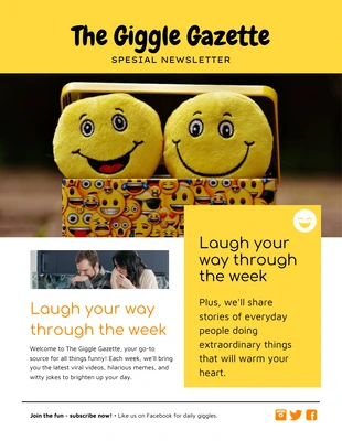 Free  Template: Blanco y amarillo Simple Fun Event Newsletter
