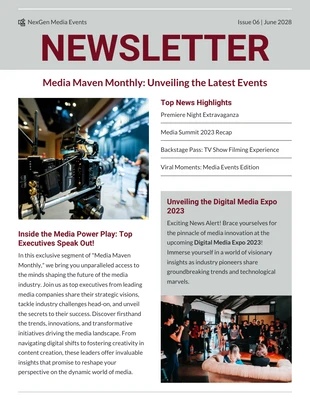 Free  Template: Media Events Newsletter