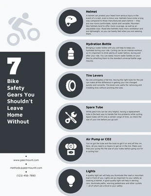 Free  Template: Gray Bike Safety Infographic