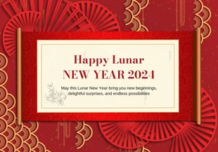 Free  Template: Red Happy Lunar New Year Card