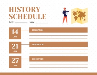Free  Template: White And Brown Minimalist History Schedule Template