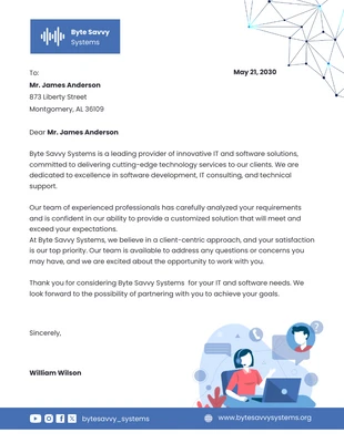 premium  Template: Simple White and Blue IT and Software Letterhead