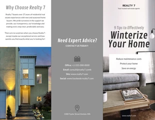 Free  Template: Brochure tripartite d'information sur l'immobilier gris
