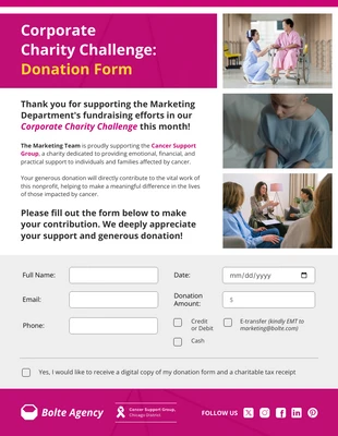 Free interactive Template: Modulo di donazione per la sfida di beneficenza aziendale