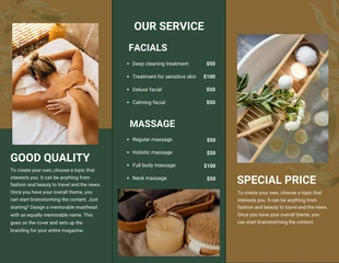 Green And Brown Simple Minimalist Modern Special Spa Brochure - page 2