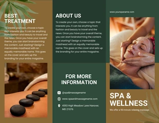 Free  Template: Green And Brown Simple Minimalist Modern Special Spa Brochure