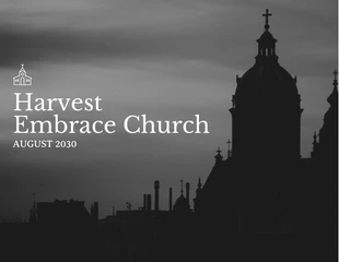 Free  Template: Apresentação de igreja de serviço elegante, simples e moderna em preto e branco