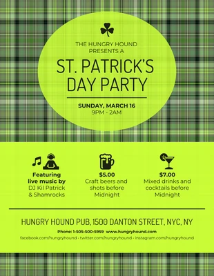 Plaid St. Patrick's Day Party Event Flyer