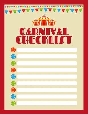 Free  Template: Lista de control del Carnaval Rojo