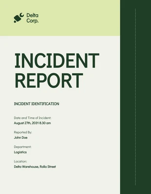 Free  Template: Green Minimalist Incident Report
