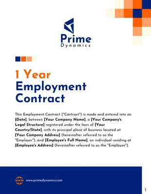 business  Template: 1 Year Employment Contract Template