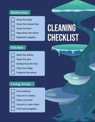 Free  Template: Navy Modern Illustration Cleaning Checklist