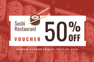 Free  Template: Voucher do Restaurante Sushi