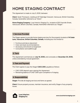 Free interactive Template: Plantilla de contrato para Home Staging