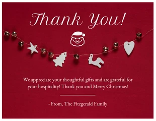 Red Christmas Thank You Card