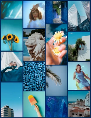 Free  Template: Collages de photos esthétiques minimalistes bleus