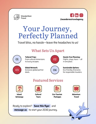 premium  Template: Modelo de folheto promocional para agência de viagens