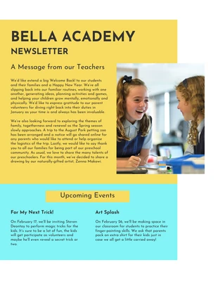 Free  Template: Bulletin d'information de l'école Butter Yellow