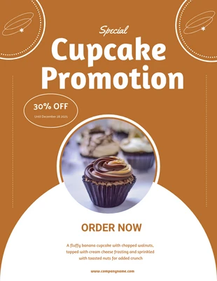 Free  Template: Cupcake alla banana con promozione al cioccolato