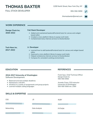 premium  Template: Light Blue Simple Resume