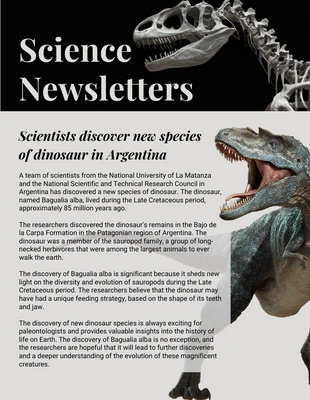 Free  Template: Grey And Black Classic Minimalist School Science Newsletter
