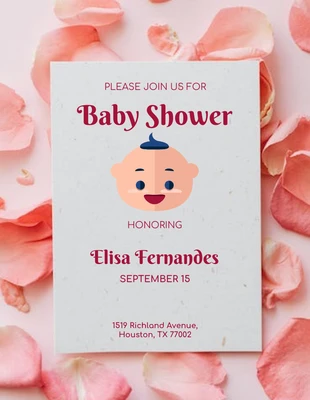 Free  Template: Volantino floreale rosa minimalista per baby shower