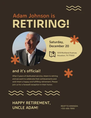 Free  Template: Brown Playful Retirement Flyer