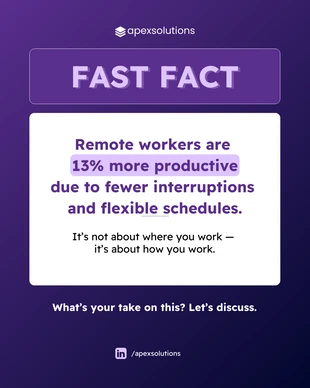 Free  Template: Remote Work Fast Fact Social Media Post Template