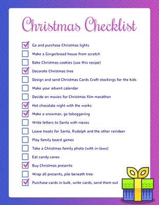 Free  Template: Einfache Checkliste für Weihnachten