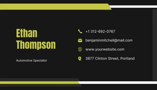 Modern Black And Lime Green Automotive Business Card - Pagina 2